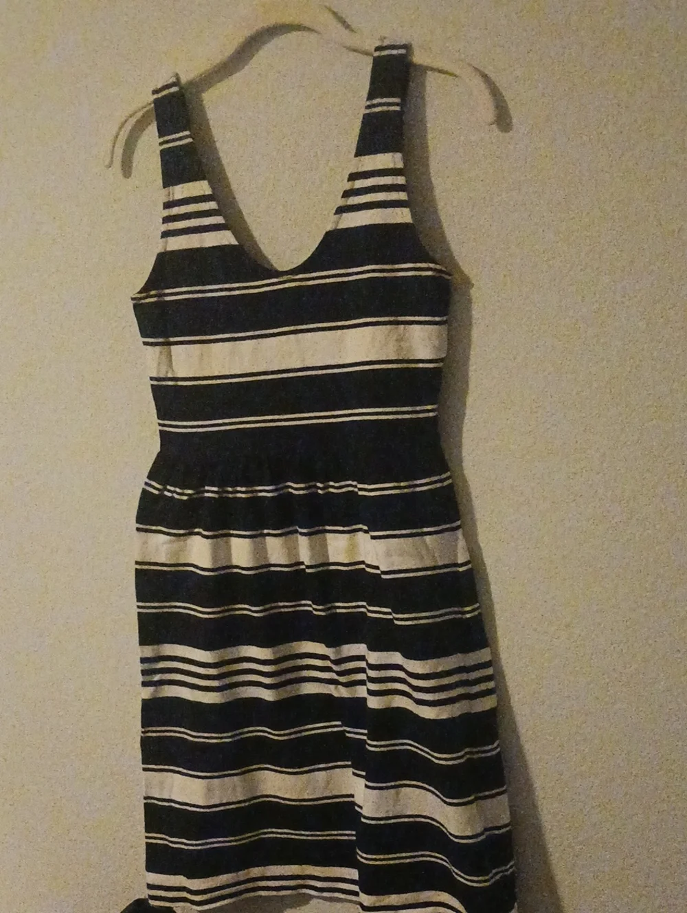 Women’s Navy and White Striped Tank Dress with Button Front Jcrew Sx